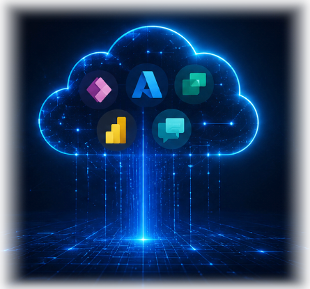 Glowing Microsoft cloud platform illustration